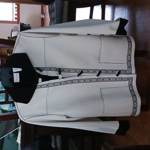 Alfred Dunner faux swede jacket. Embroidered boho  trim, so soft and warm